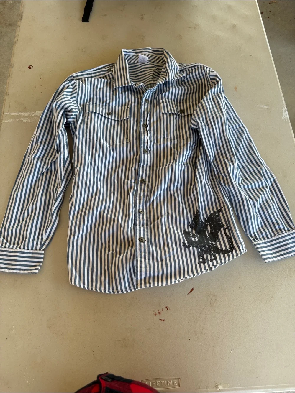 Gymboree Navy and White Striped Button-Down Shirt